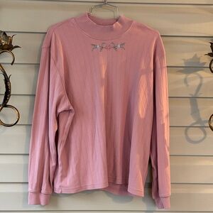 Alfred Dunner Dusty Rose Ribbed Mock Neck Sweater